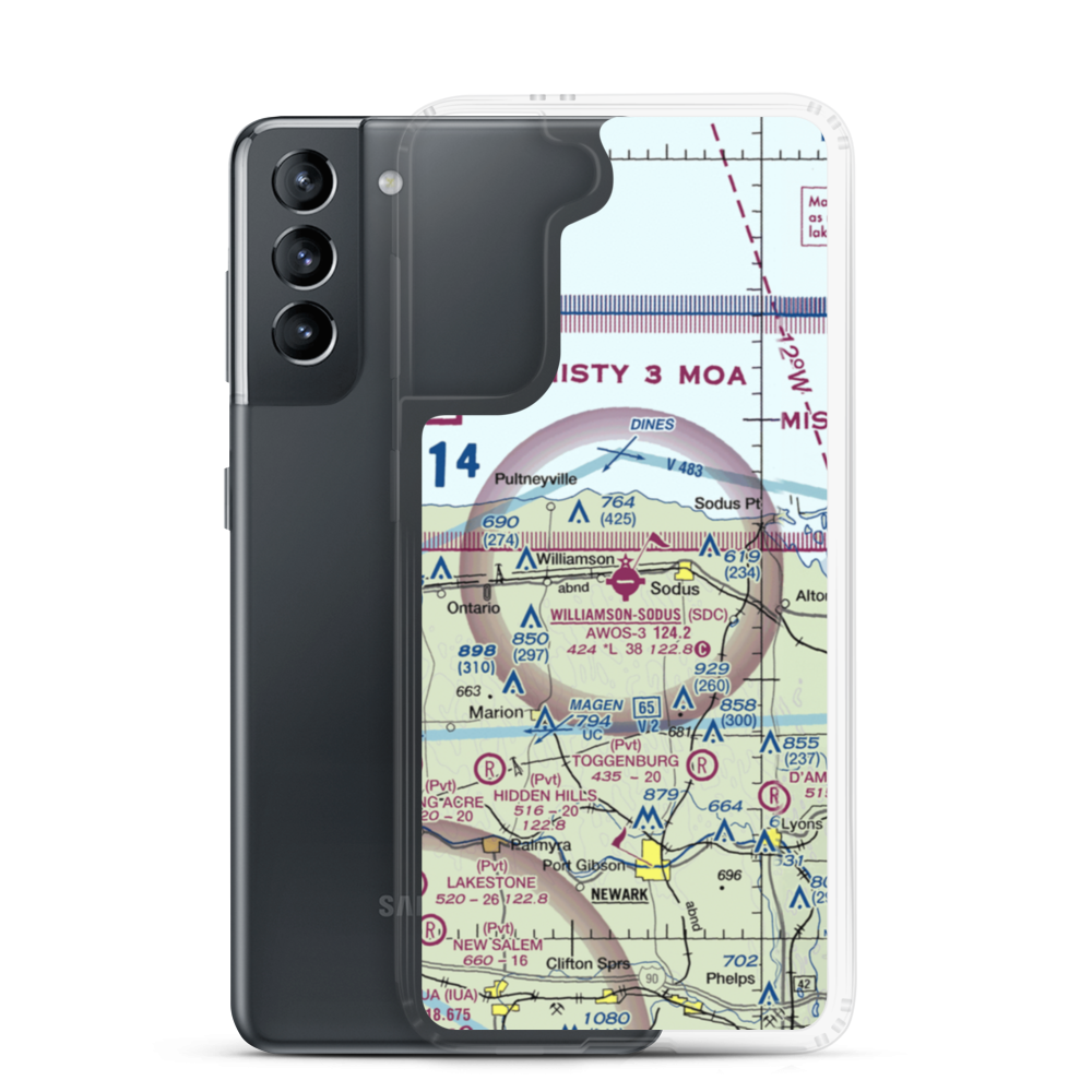 Williamson Sodus Airport (SDC) VFR Sectional Samsung Case Samsung Galaxy S21 model shown