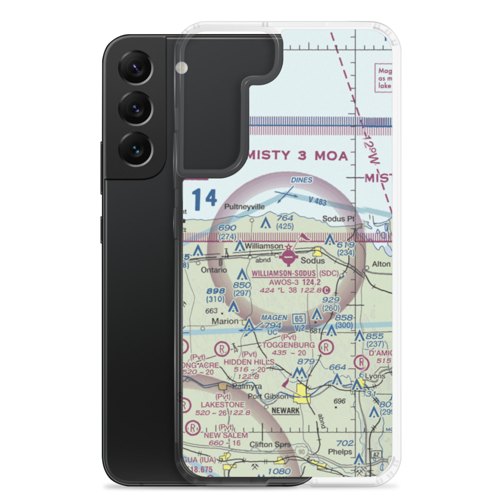 Williamson Sodus Airport (SDC) VFR Sectional Samsung Case Samsung Galaxy S22 Plus model shown