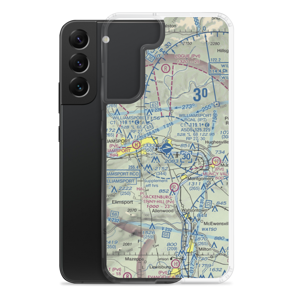 Williamsport Regional Airport (IPT) VFR Sectional Samsung Case Samsung Galaxy S22 Plus model shown