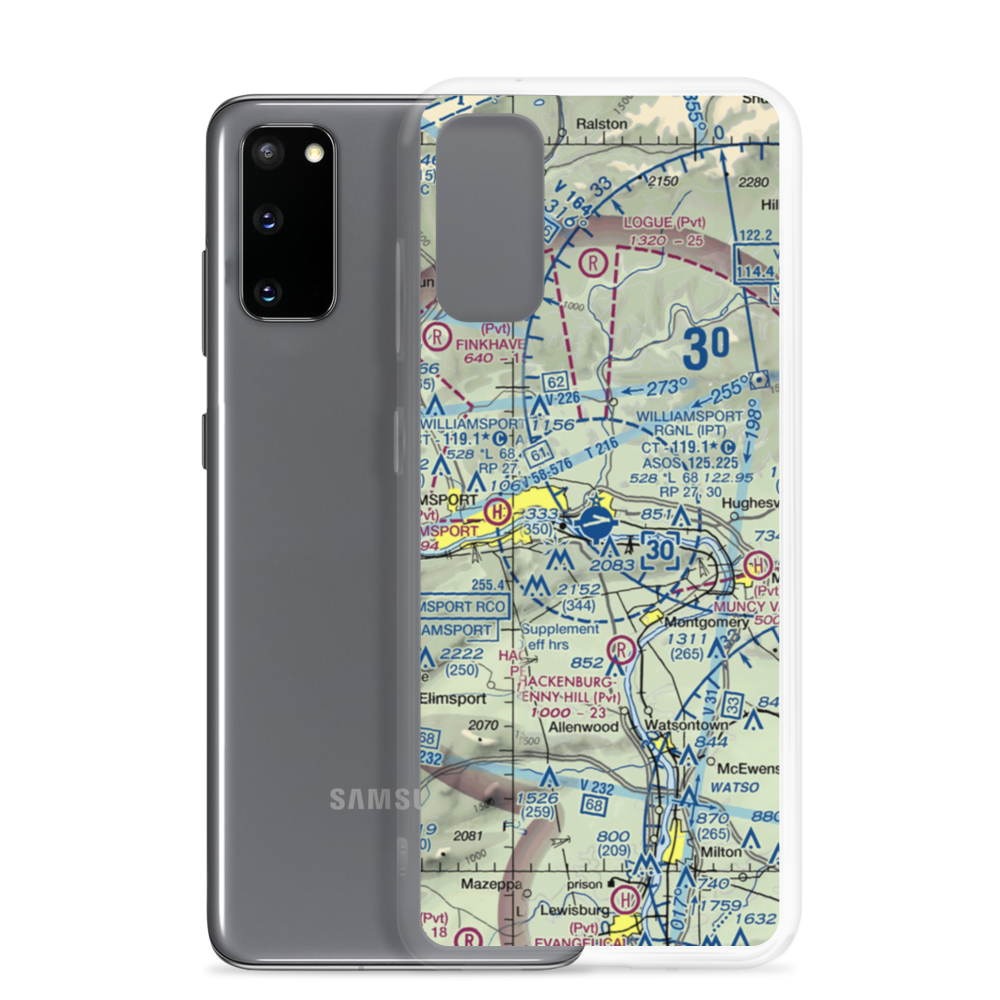 Williamsport Regional Airport (IPT) VFR Sectional Samsung Case Samsung Galaxy S20 model shown