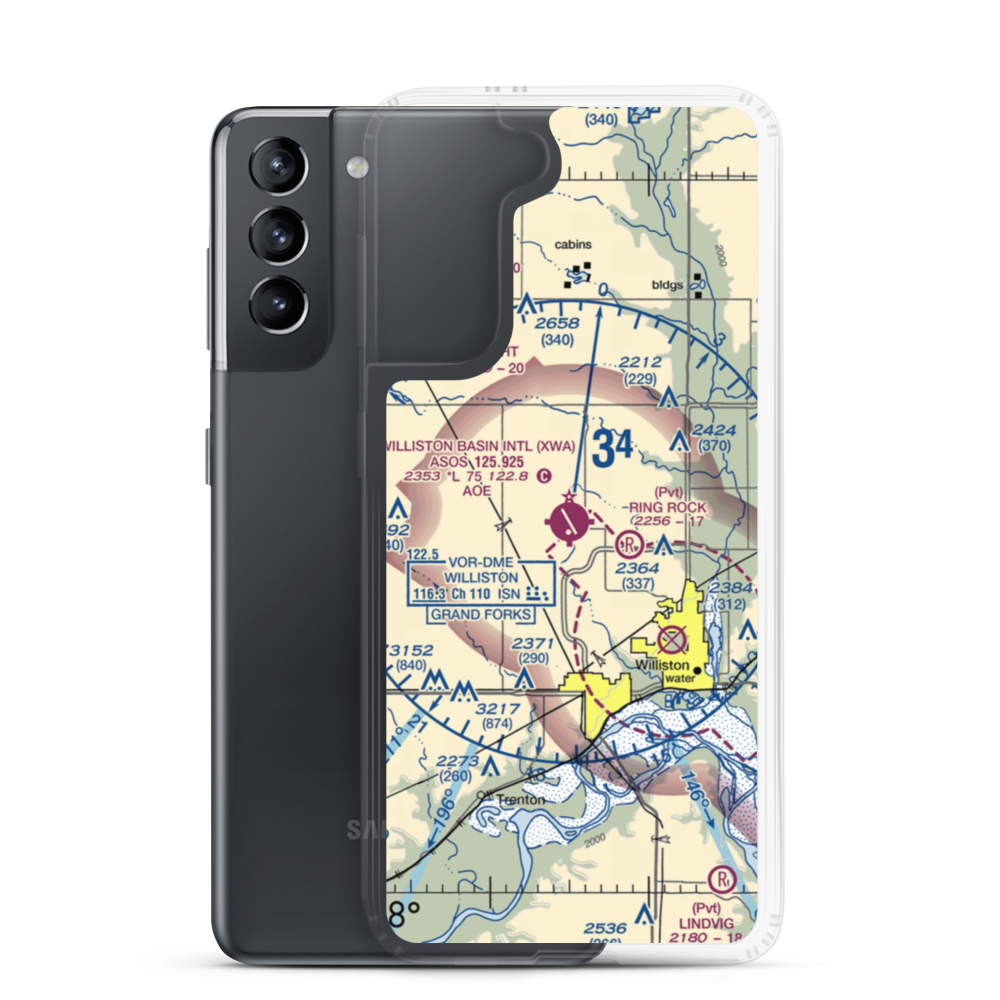 Williston Basin International Airport (XWA) VFR Sectional Samsung Case Samsung Galaxy S21 model shown
