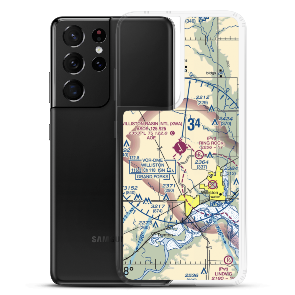 Williston Basin International Airport (XWA) VFR Sectional Samsung Case Samsung Galaxy S21 Ultra model shown
