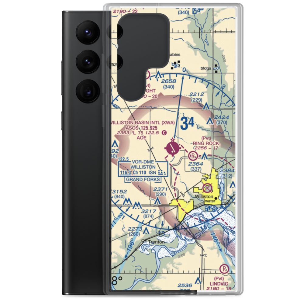 Williston Basin International Airport (XWA) VFR Sectional Samsung Case Samsung Galaxy S22 Ultra model shown