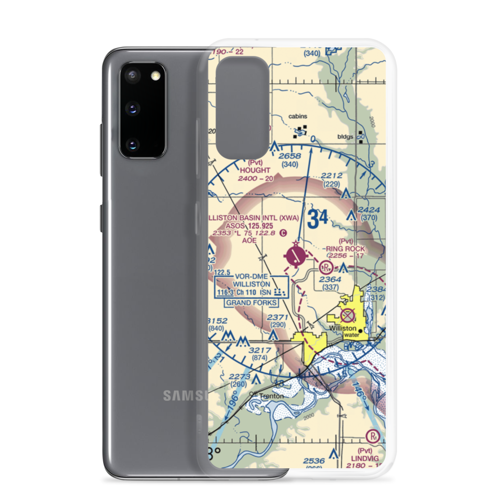 Williston Basin International Airport (XWA) VFR Sectional Samsung Case Samsung Galaxy S20 model shown