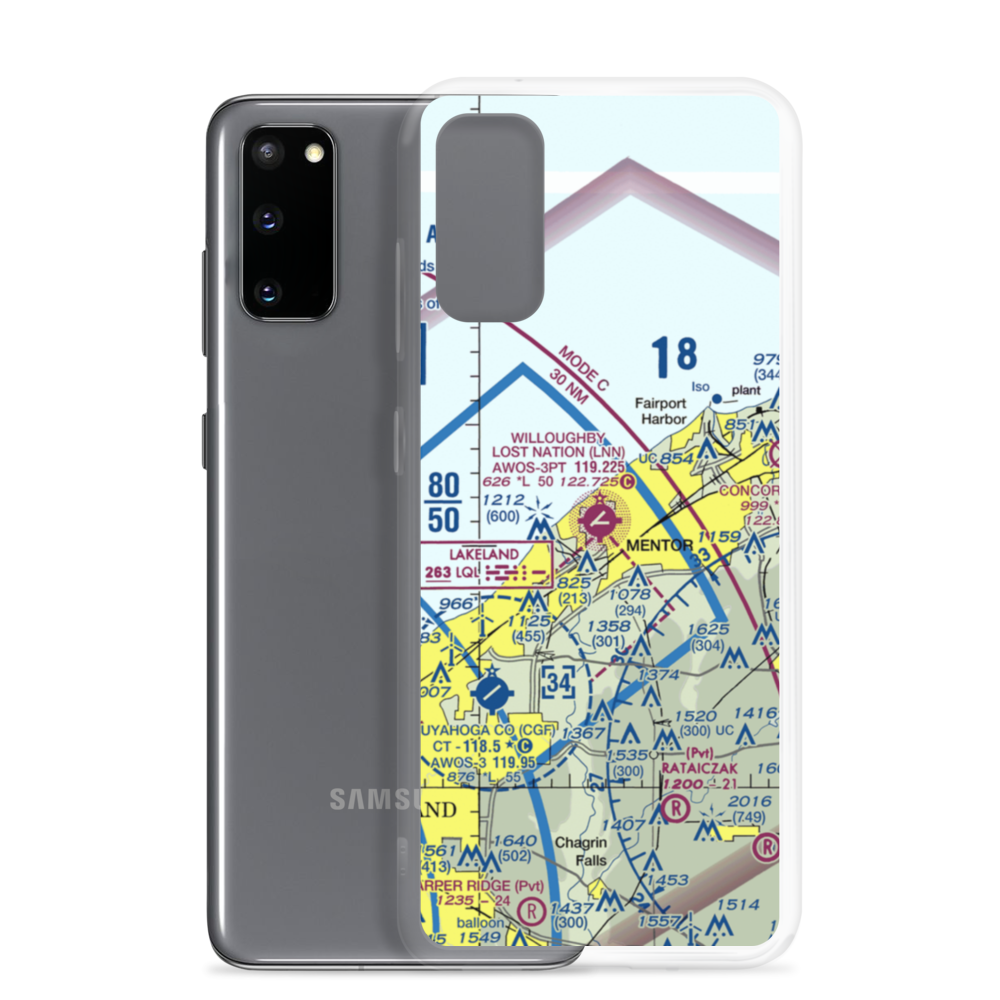 Willoughby Lost Nation Municipal Airport (LNN) VFR Sectional Samsung Case Samsung Galaxy S20 model shown