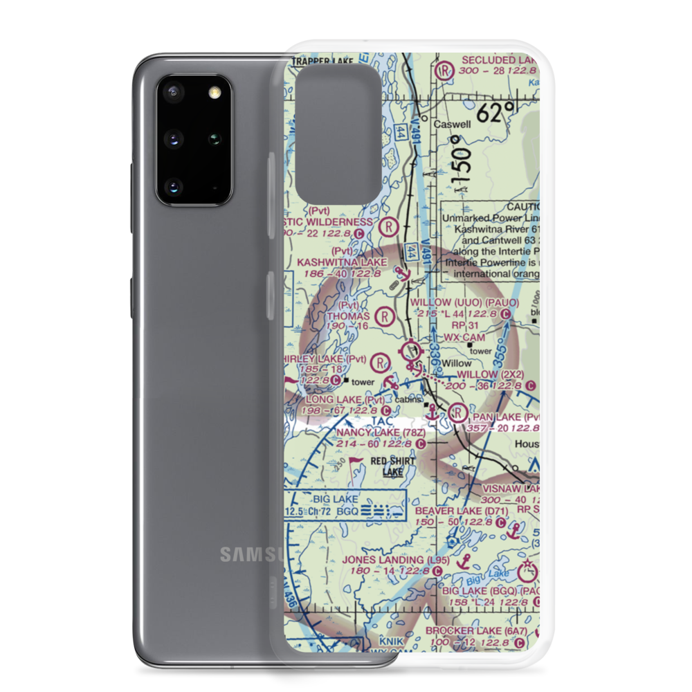 Willow Airport (UUO) VFR Sectional Samsung Case Samsung Galaxy S20 Plus model shown