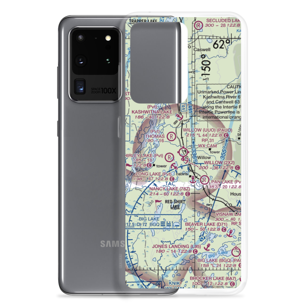 Willow Airport (UUO) VFR Sectional Samsung Case Samsung Galaxy S20 Ultra model shown