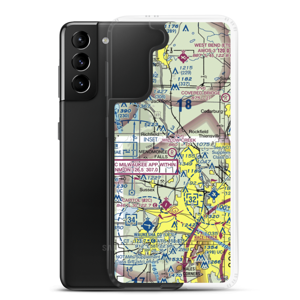 Willow Creek Airport (WI77) VFR Sectional Samsung Case Samsung Galaxy S21 Plus model shown