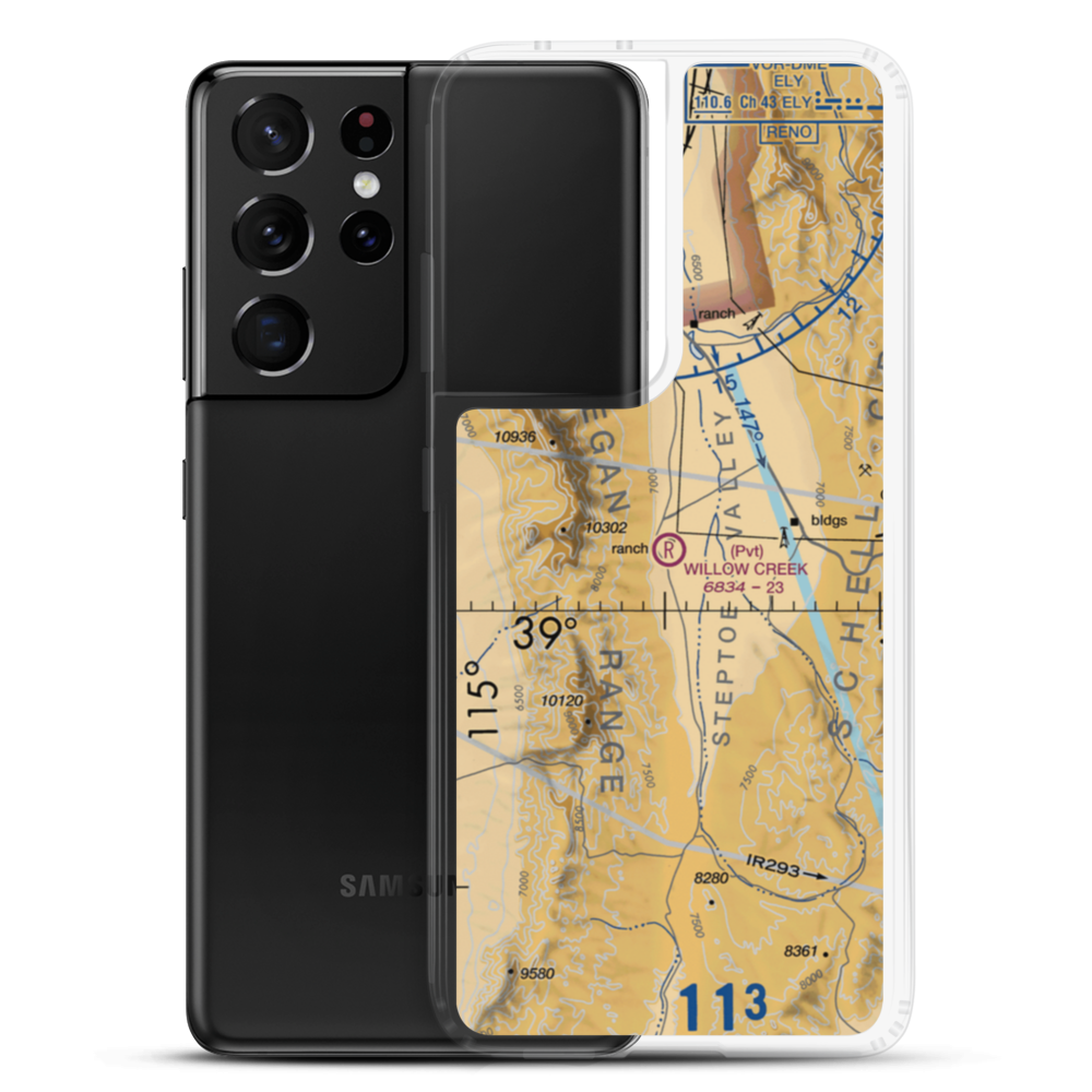 Willow Creek Trading Post Airport (NV99) VFR Sectional Samsung Case Samsung Galaxy S21 Ultra model shown