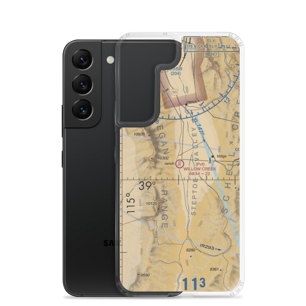 Willow Creek Trading Post Airport (NV99) VFR Sectional Samsung Case Samsung Galaxy S22 model shown