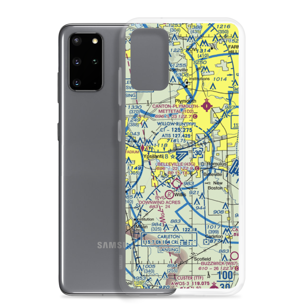 Willow Run Airport (YIP) VFR Sectional Samsung Case Samsung Galaxy S20 Plus model shown