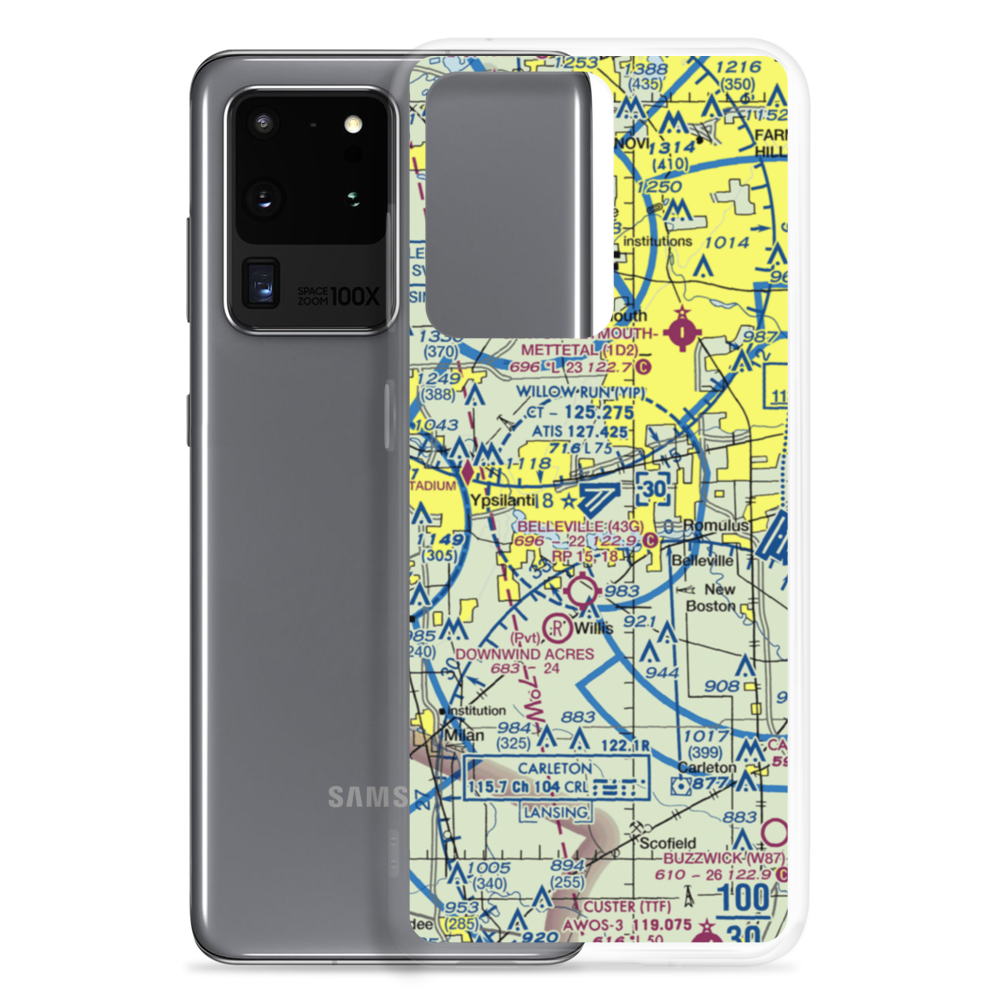 Willow Run Airport (YIP) VFR Sectional Samsung Case Samsung Galaxy S20 Ultra model shown