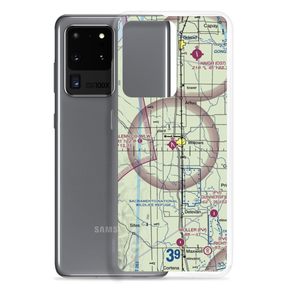 Willows Glenn County Airport (WLW) VFR Sectional Samsung Case Samsung Galaxy S20 Ultra model shown