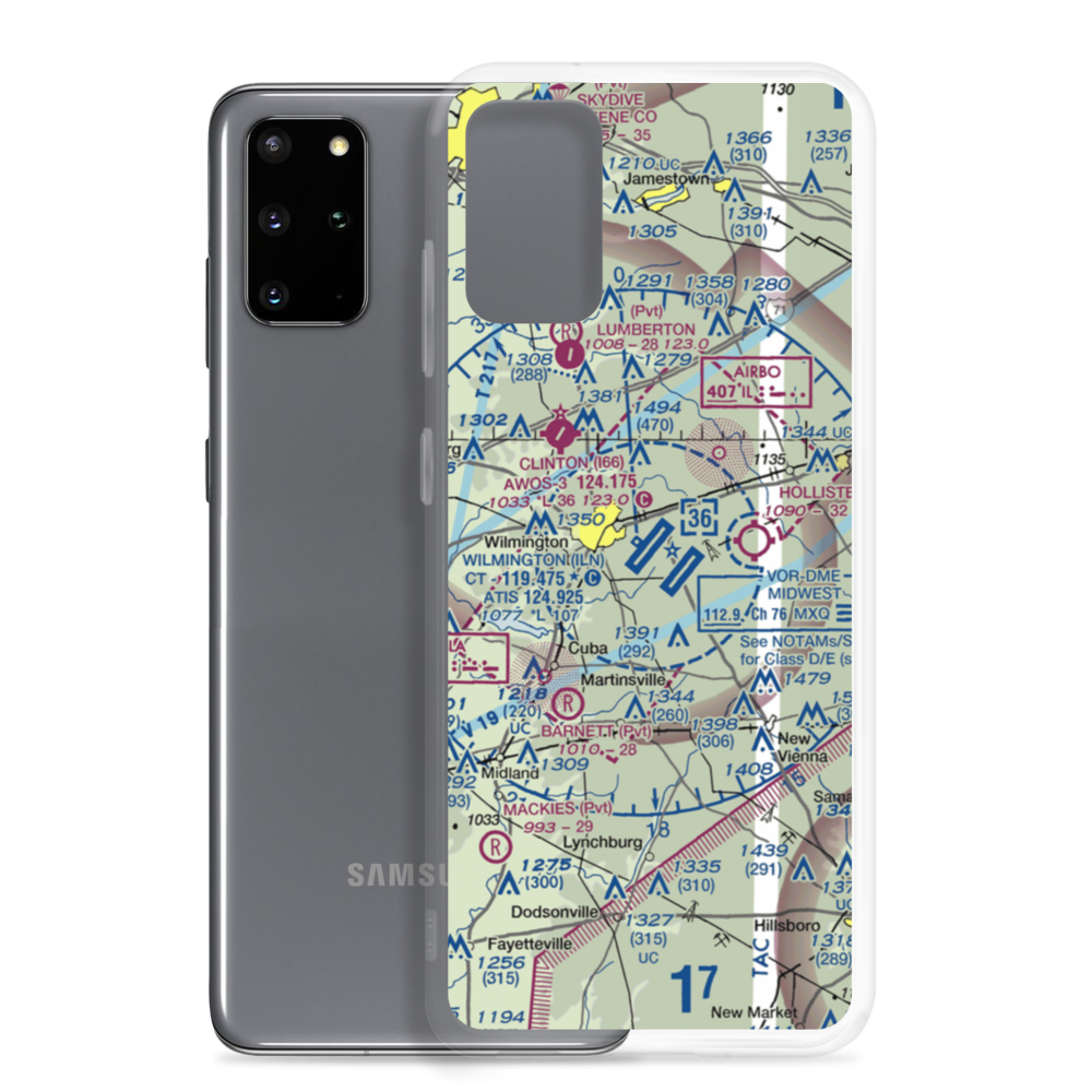 Wilmington Airpark (ILN) VFR Sectional Samsung Case Samsung Galaxy S20 Plus model shown
