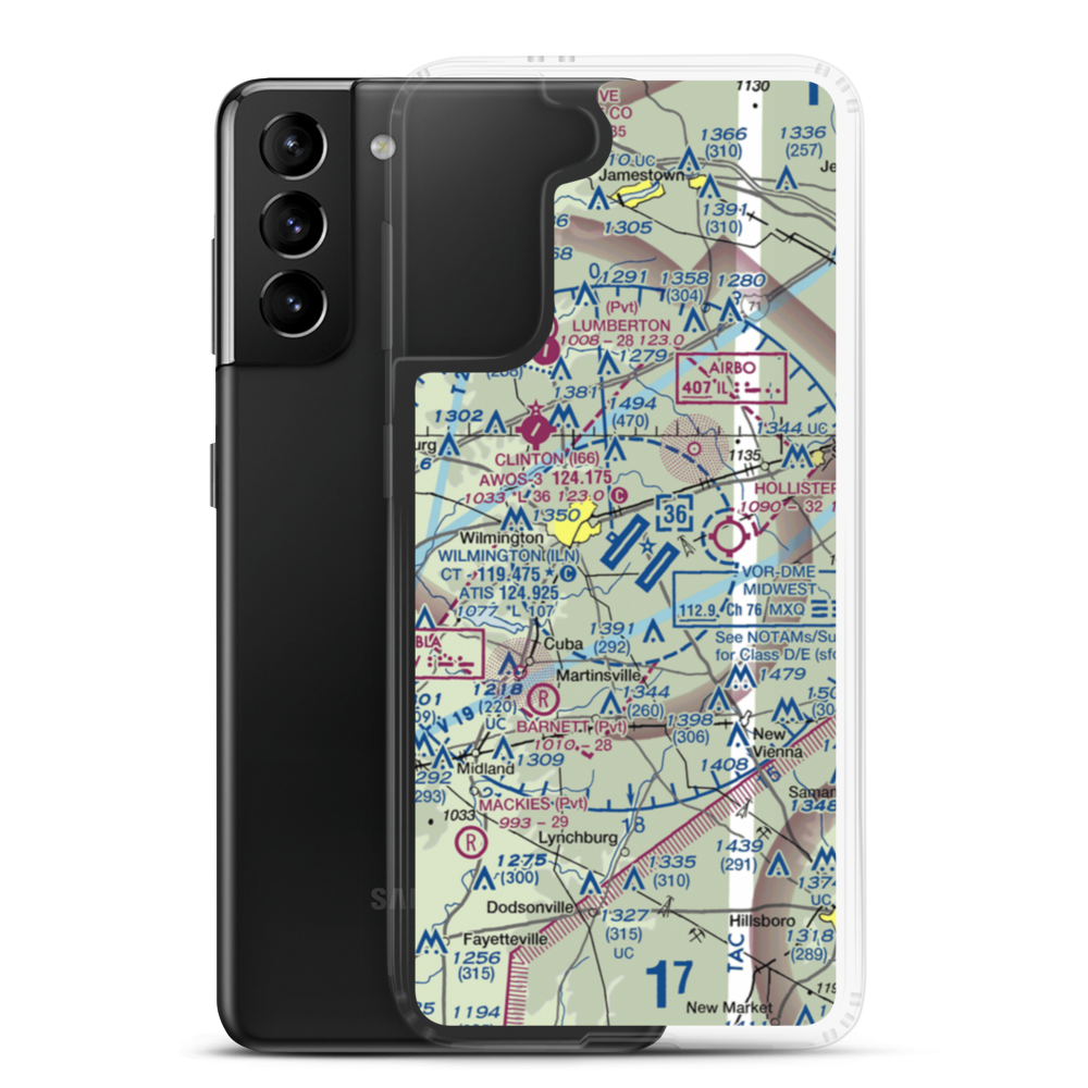 Wilmington Airpark (ILN) VFR Sectional Samsung Case Samsung Galaxy S21 Plus model shown