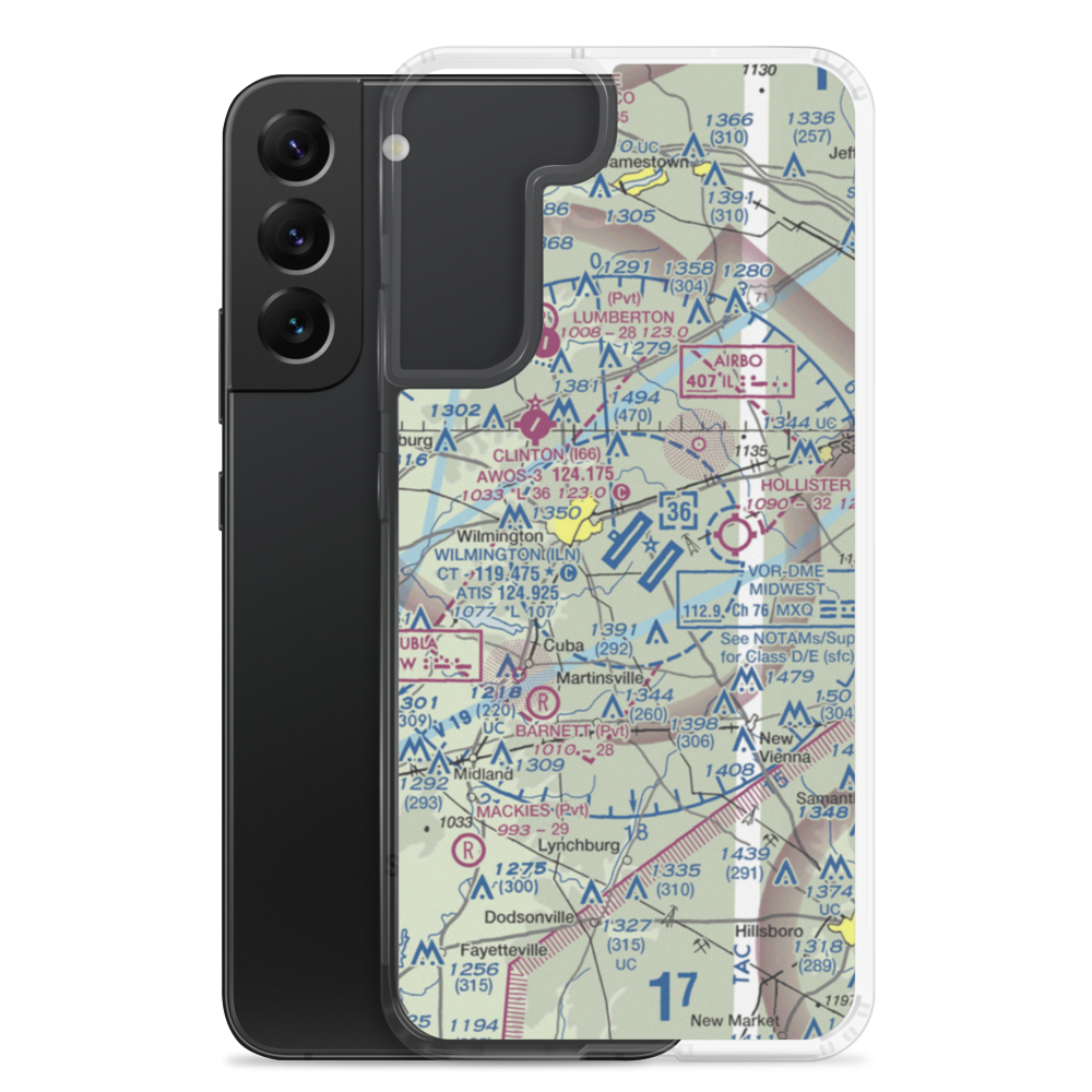 Wilmington Airpark (ILN) VFR Sectional Samsung Case Samsung Galaxy S22 Plus model shown