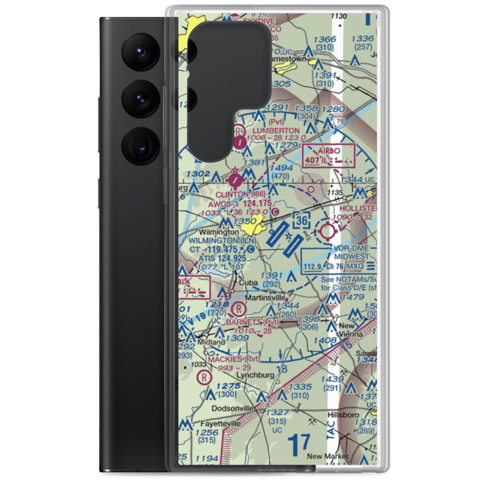 Wilmington Airpark (ILN) VFR Sectional Samsung Case Samsung Galaxy S22 Ultra model shown