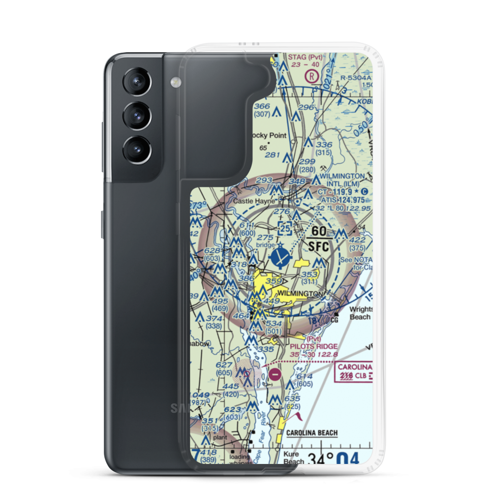 Wilmington International Airport (ILM) VFR Sectional Samsung Case Samsung Galaxy S21 model shown