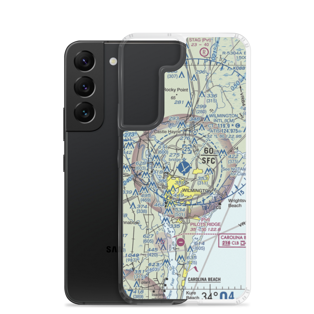 Wilmington International Airport (ILM) VFR Sectional Samsung Case Samsung Galaxy S22 model shown