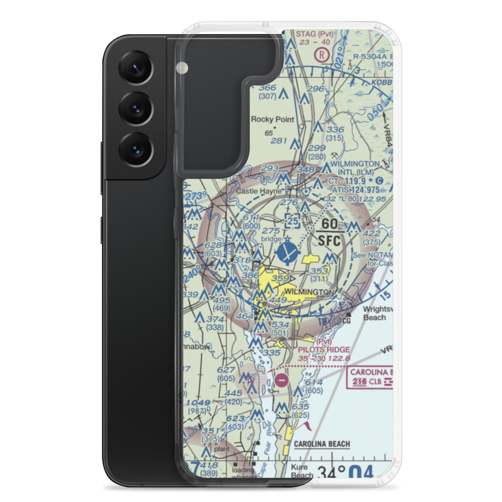 Wilmington International Airport (ILM) VFR Sectional Samsung Case Samsung Galaxy S22 Plus model shown