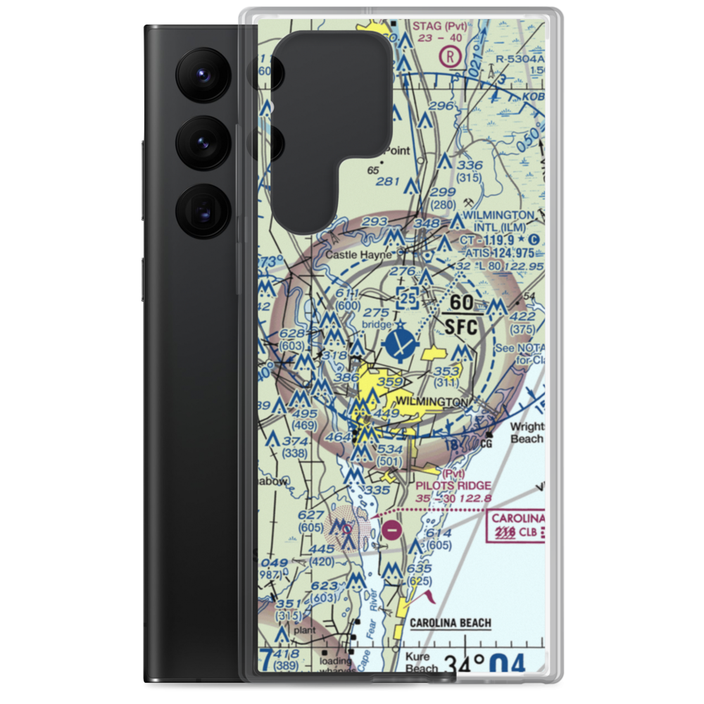Wilmington International Airport (ILM) VFR Sectional Samsung Case Samsung Galaxy S22 Ultra model shown