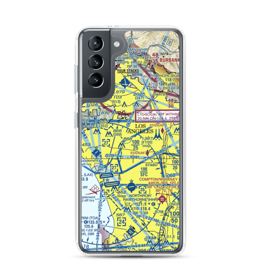 Wilshire Area Heliport (44L) VFR Sectional Samsung Case Samsung Galaxy S21 model shown