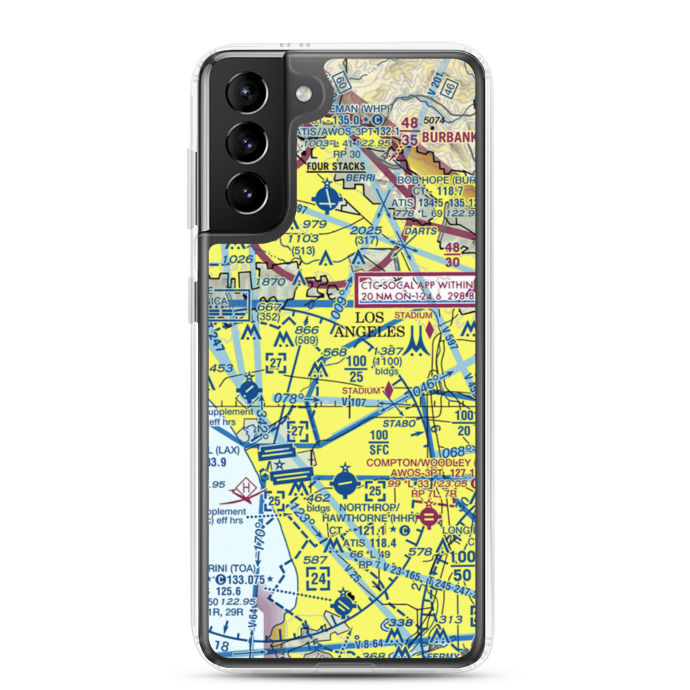 Wilshire Area Heliport (44L) VFR Sectional Samsung Case Samsung Galaxy S21 Plus model shown