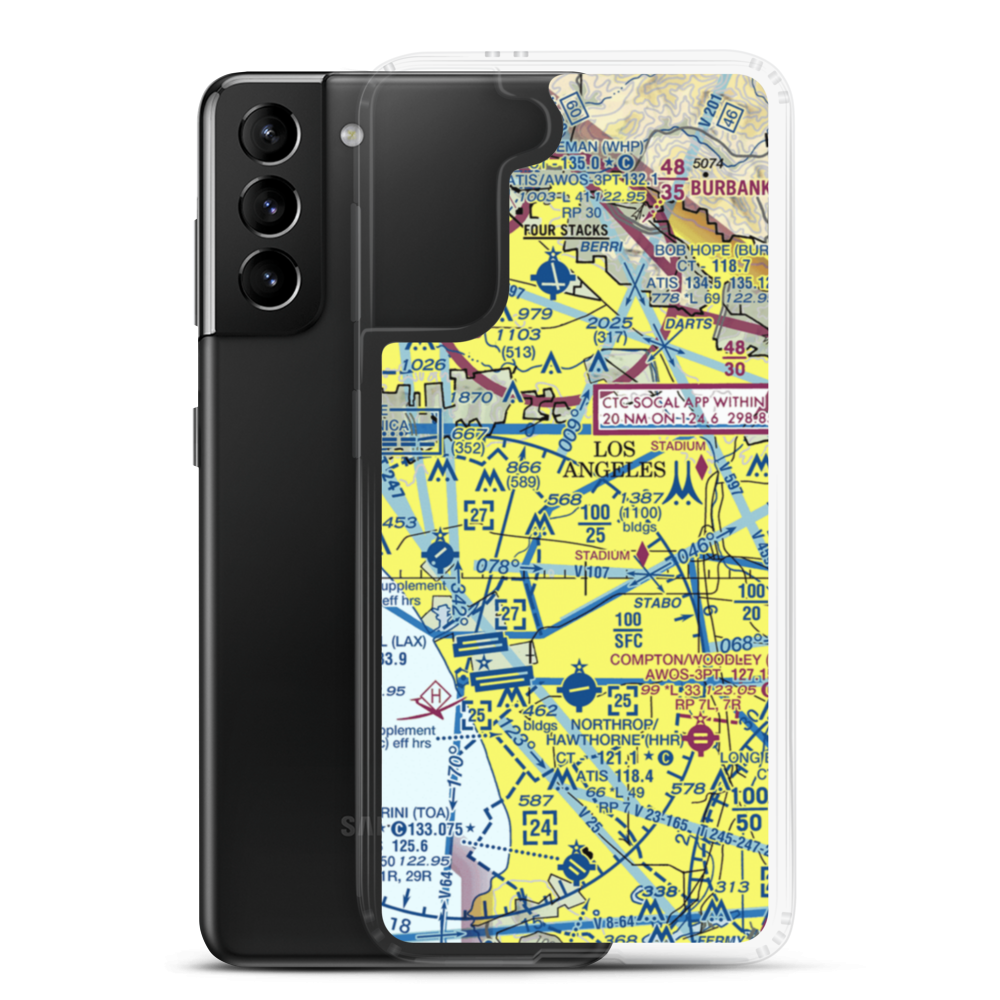 Wilshire Area Heliport (44L) VFR Sectional Samsung Case Samsung Galaxy S21 Plus model shown