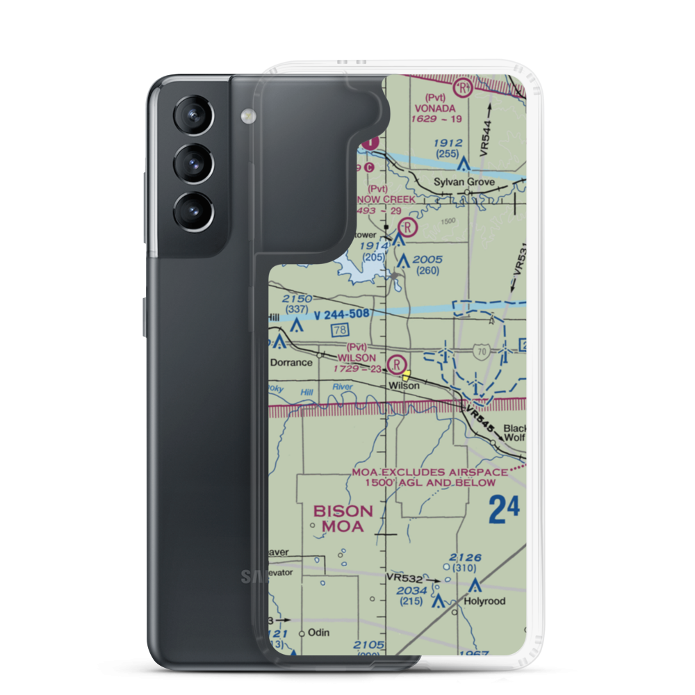 Wilson Airport (2KS3) VFR Sectional Samsung Case Samsung Galaxy S21 model shown