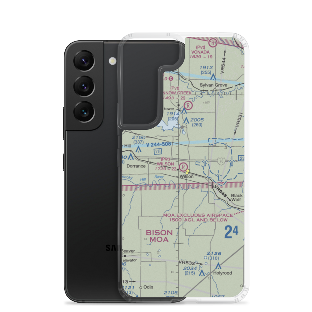 Wilson Airport (2KS3) VFR Sectional Samsung Case Samsung Galaxy S22 model shown