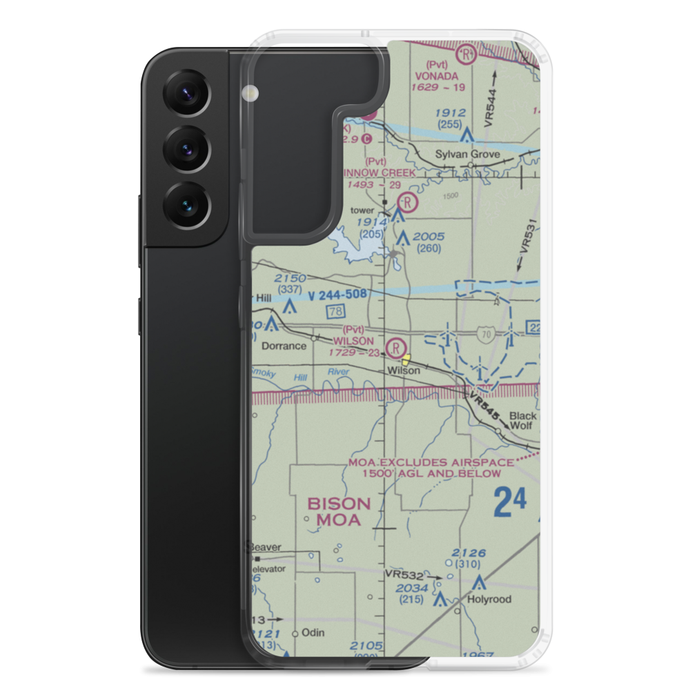Wilson Airport (2KS3) VFR Sectional Samsung Case Samsung Galaxy S22 Plus model shown