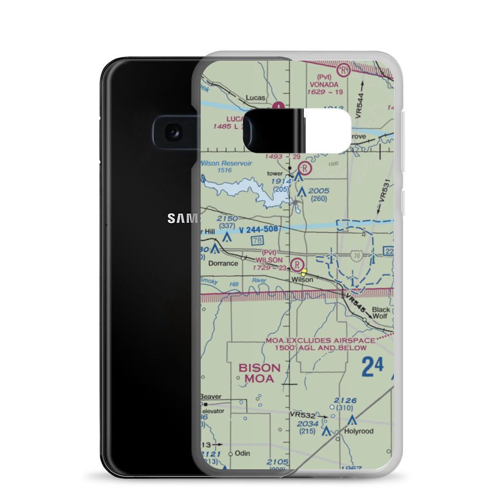 Wilson Airport (2KS3) VFR Sectional Samsung Case Samsung Galaxy S10e model shown