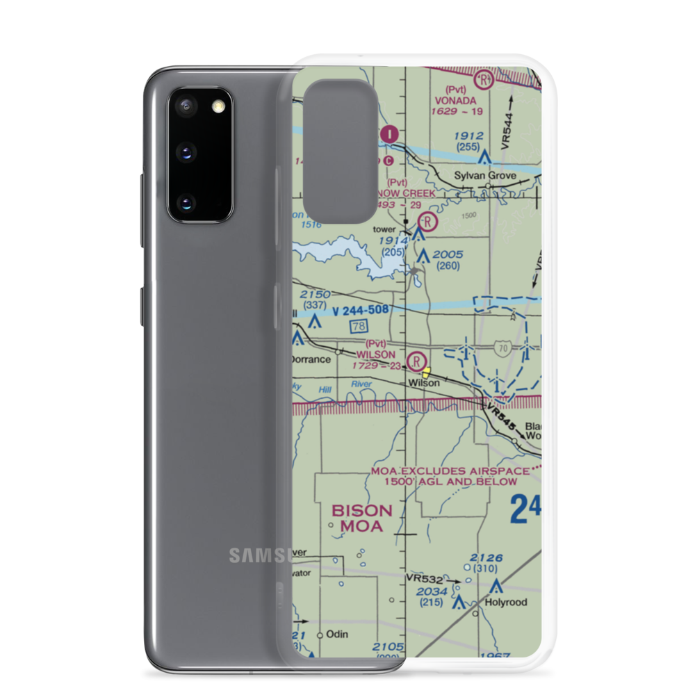 Wilson Airport (2KS3) VFR Sectional Samsung Case Samsung Galaxy S20 model shown