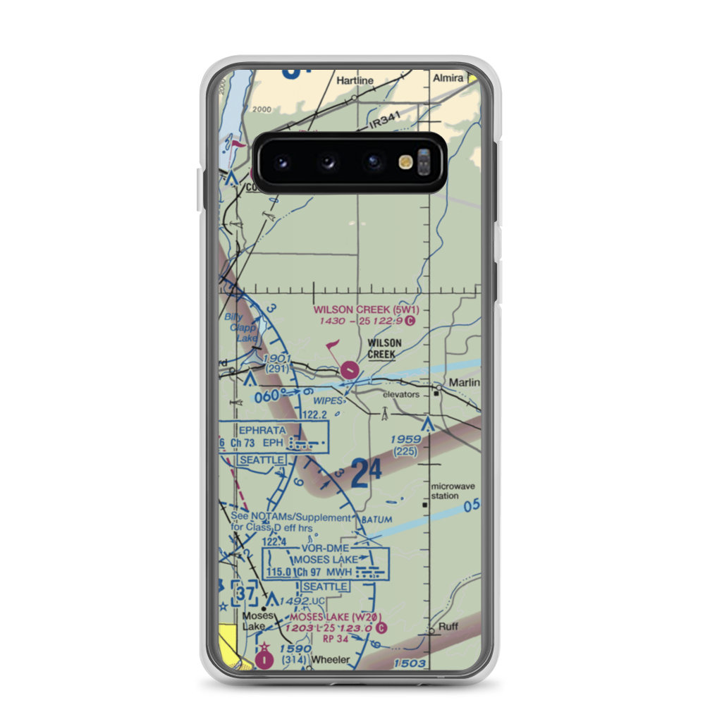 Wilson Creek Airport (5W1) VFR Sectional Samsung Case Samsung Galaxy S10 model shown