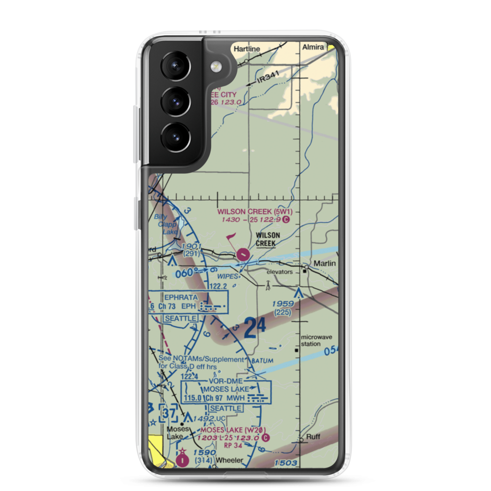 Wilson Creek Airport (5W1) VFR Sectional Samsung Case Samsung Galaxy S21 Plus model shown