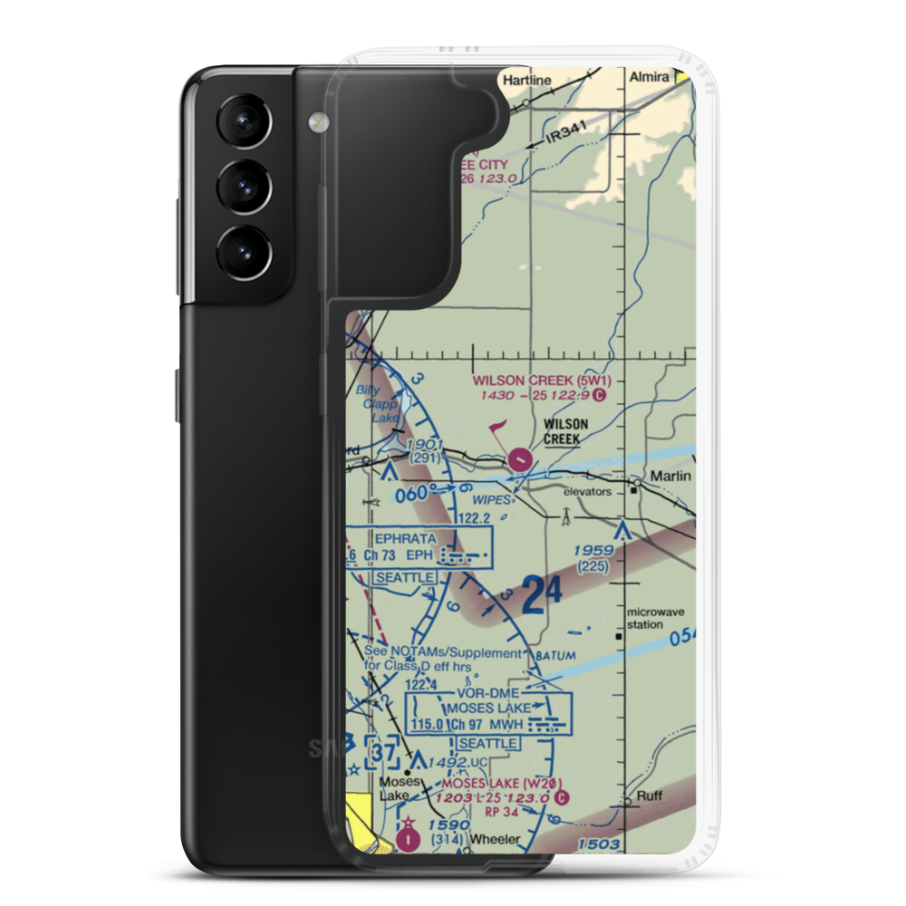 Wilson Creek Airport (5W1) VFR Sectional Samsung Case Samsung Galaxy S21 Plus model shown