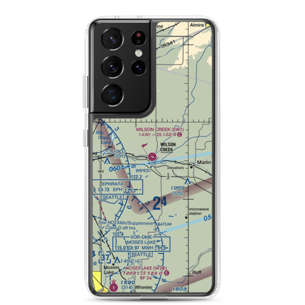 Wilson Creek Airport (5W1) VFR Sectional Samsung Case Samsung Galaxy S21 Ultra model shown