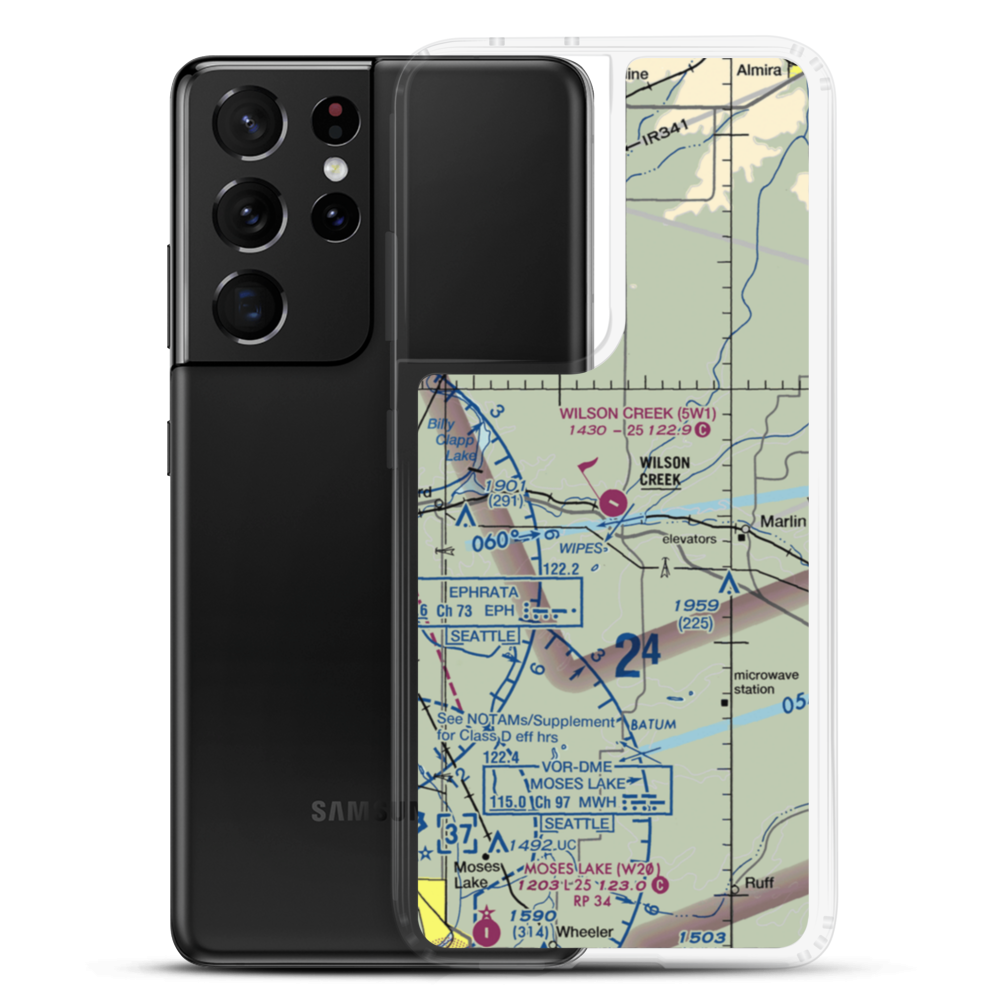 Wilson Creek Airport (5W1) VFR Sectional Samsung Case Samsung Galaxy S21 Ultra model shown