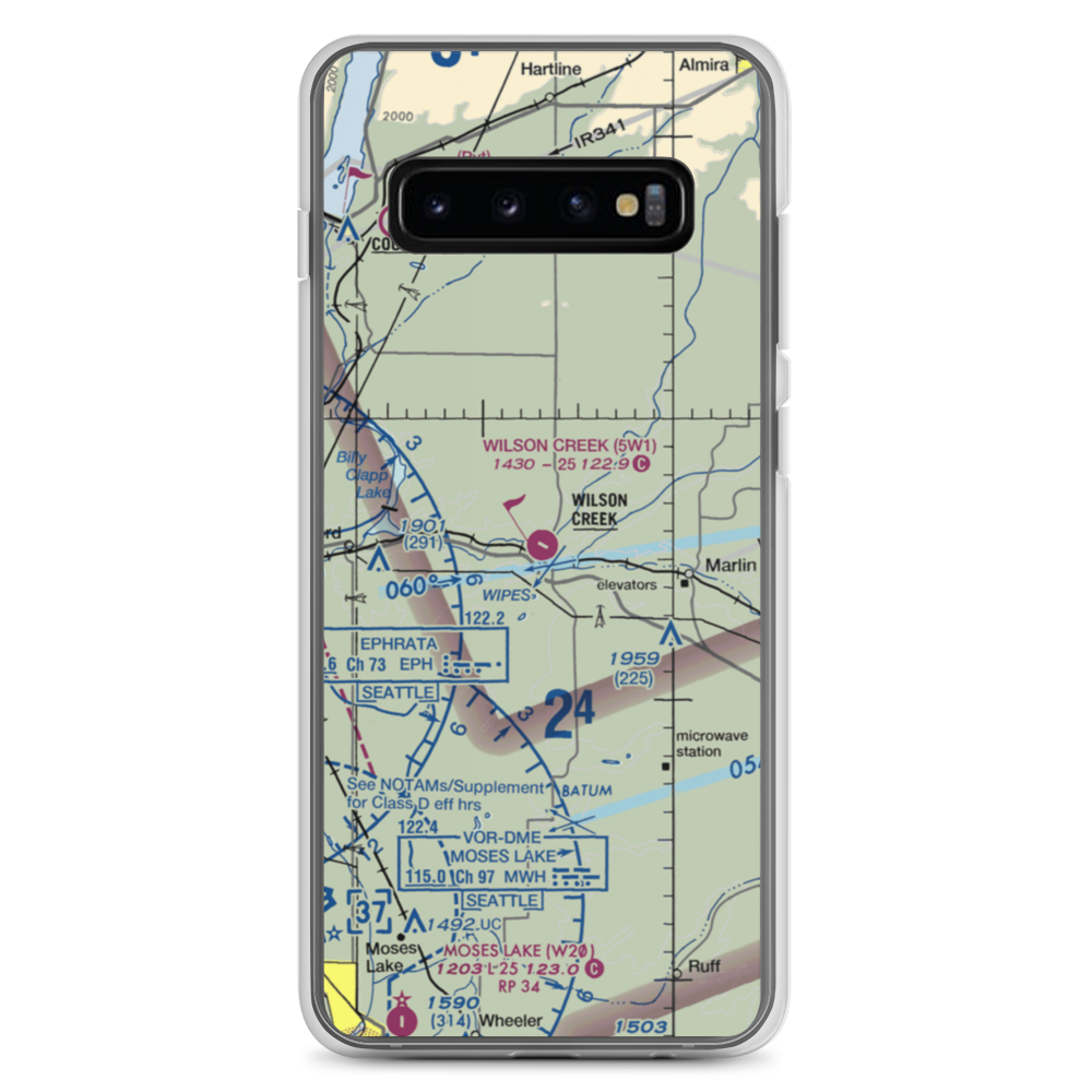 Wilson Creek Airport (5W1) VFR Sectional Samsung Case Samsung Galaxy S10+ model shown