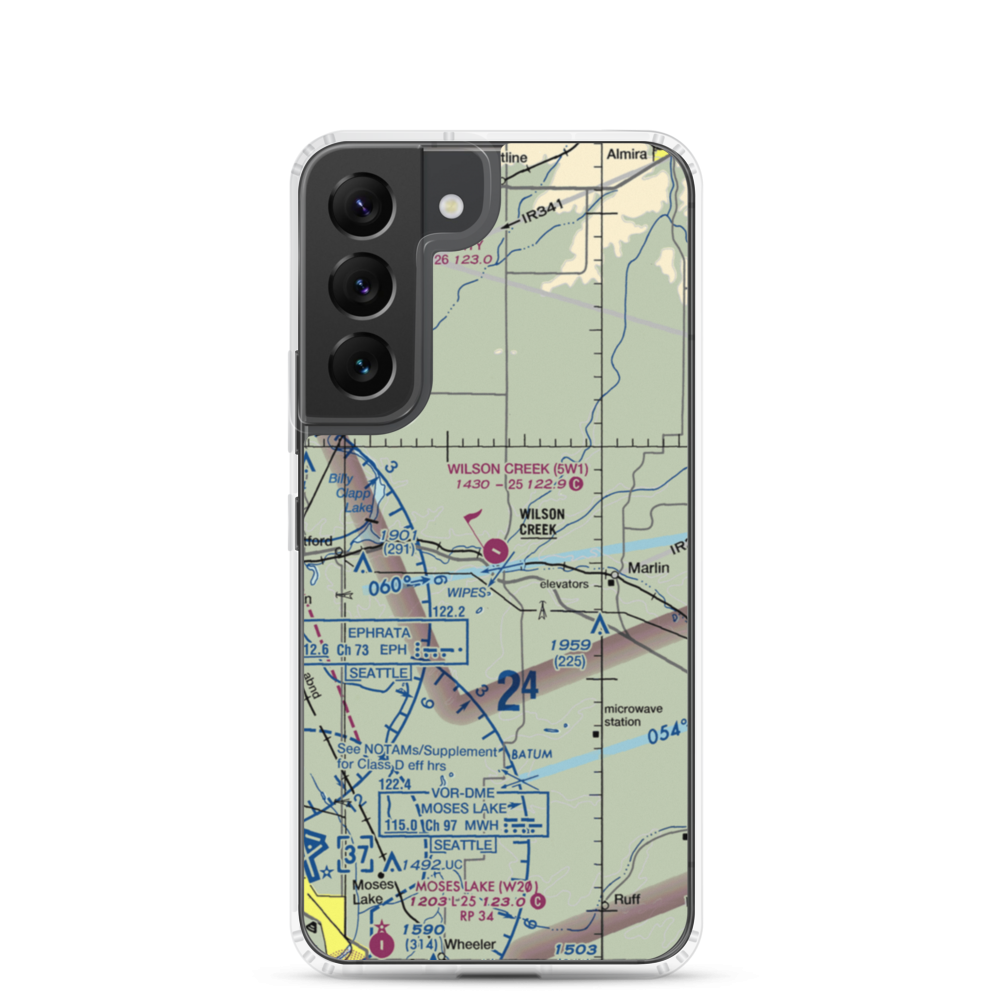 Wilson Creek Airport (5W1) VFR Sectional Samsung Case Samsung Galaxy S22 model shown
