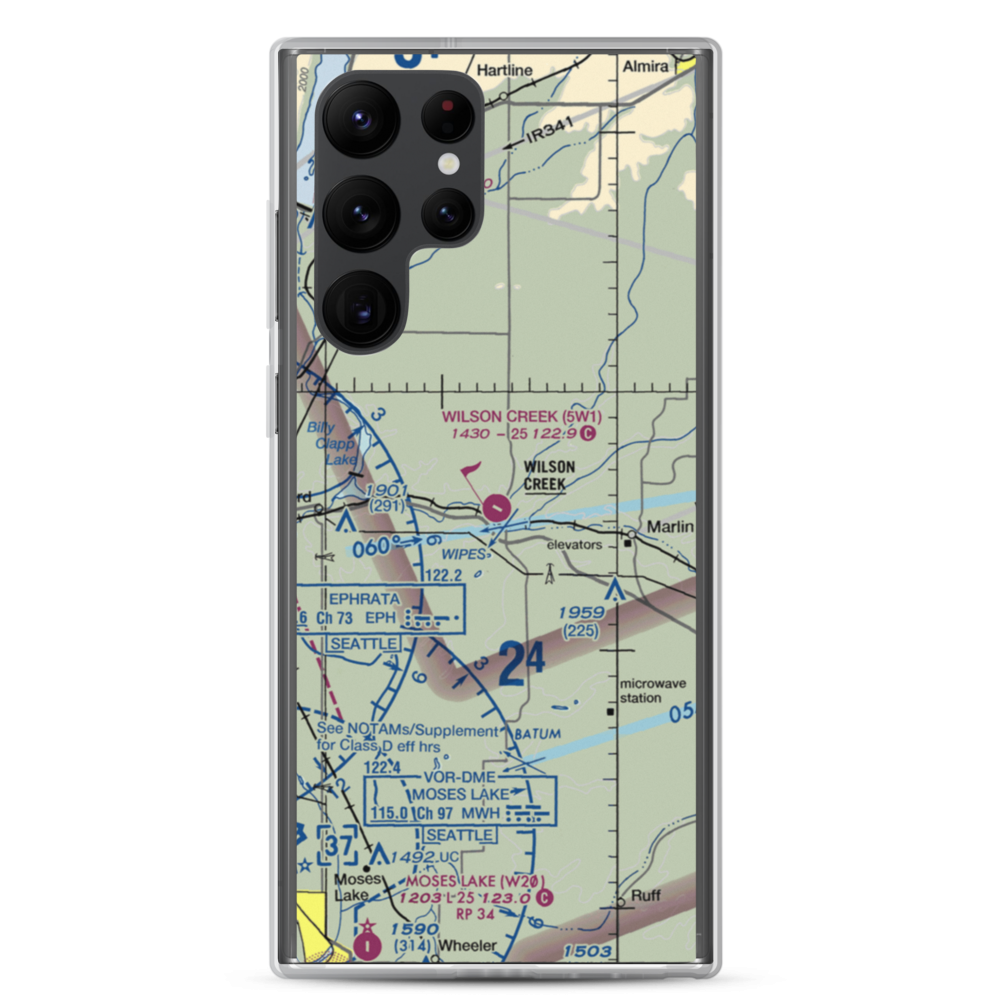 Wilson Creek Airport (5W1) VFR Sectional Samsung Case Samsung Galaxy S22 Ultra model shown