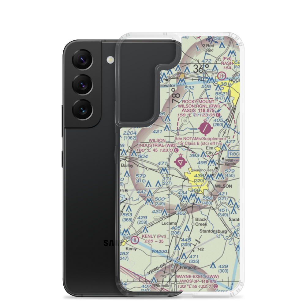 Wilson Industrial Air Center Airport (W03) VFR Sectional Samsung Case Samsung Galaxy S22 model shown