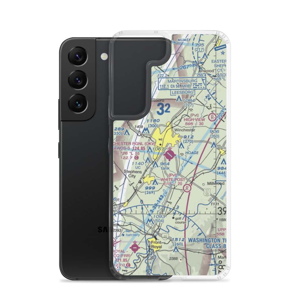 Winchester Regional Airport (OKV) VFR Sectional Samsung Case Samsung Galaxy S22 model shown