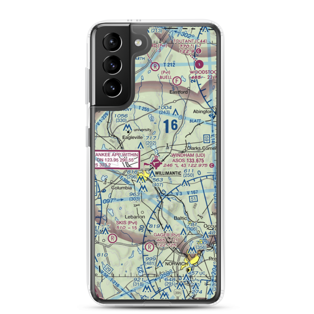 Windham Airport (IJD) VFR Sectional Samsung Case Samsung Galaxy S21 Plus model shown