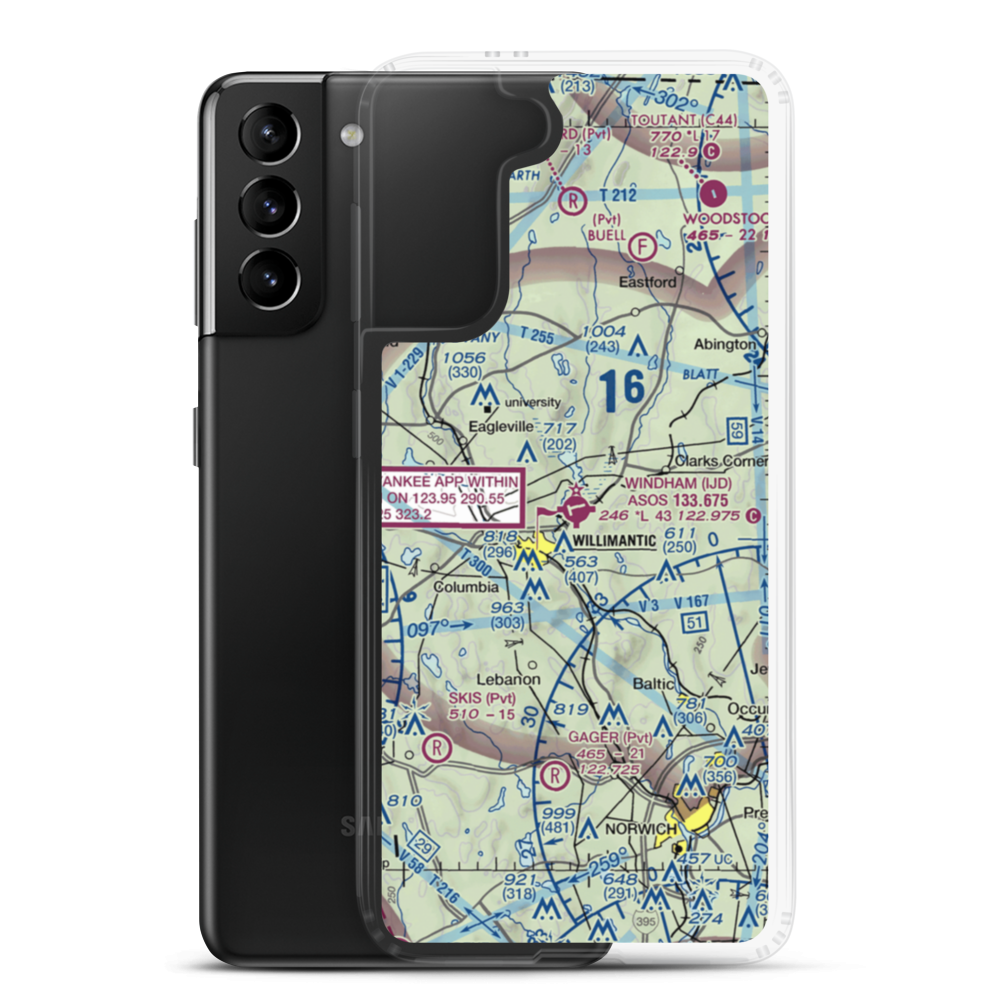 Windham Airport (IJD) VFR Sectional Samsung Case Samsung Galaxy S21 Plus model shown