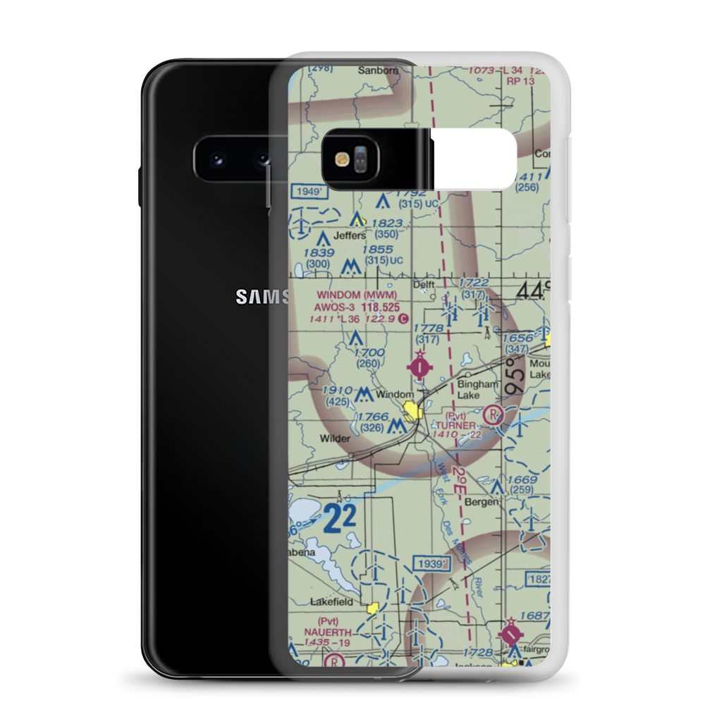 Windom Municipal Airport (MWM) VFR Sectional Samsung Case Samsung Galaxy S10 model shown