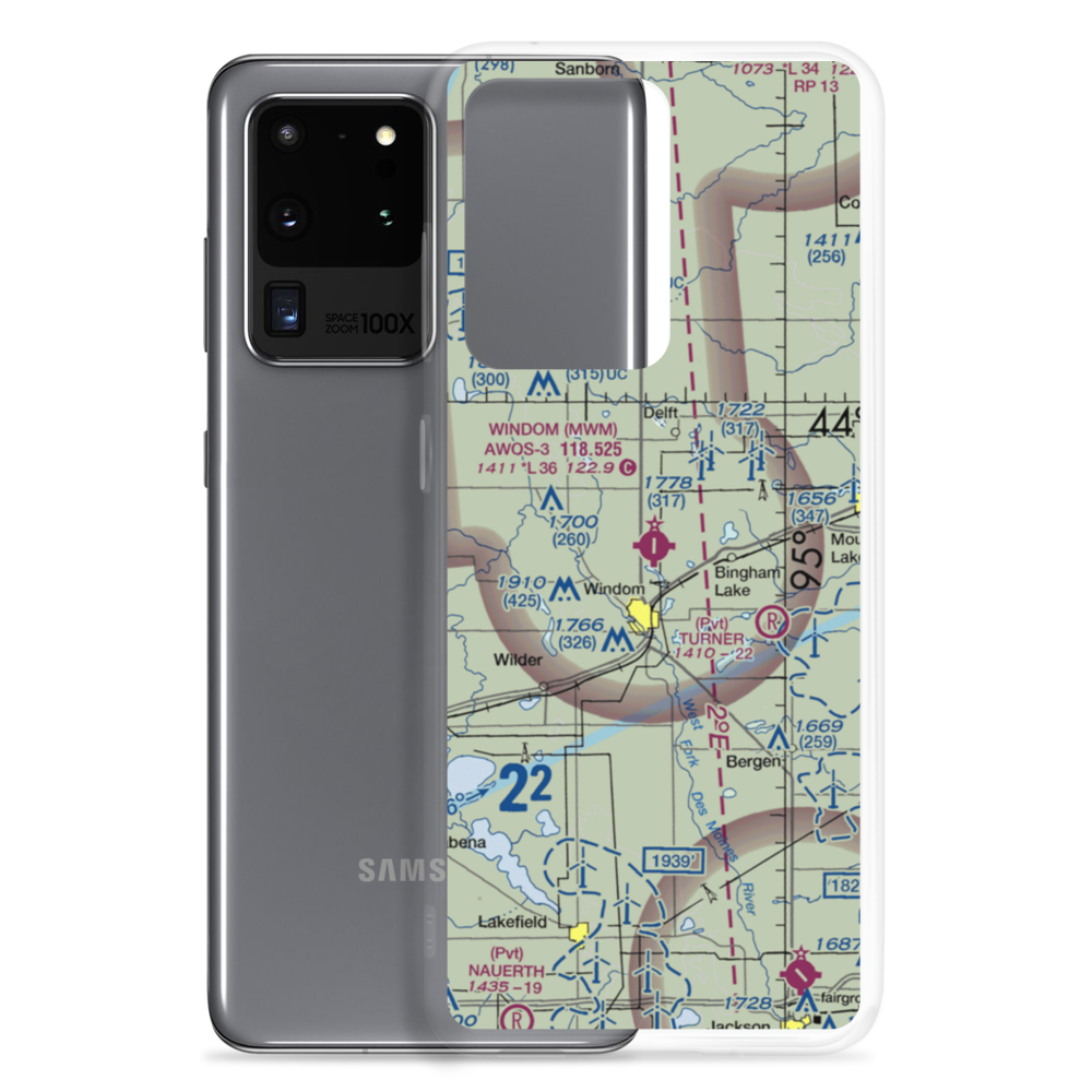 Windom Municipal Airport (MWM) VFR Sectional Samsung Case Samsung Galaxy S20 Ultra model shown