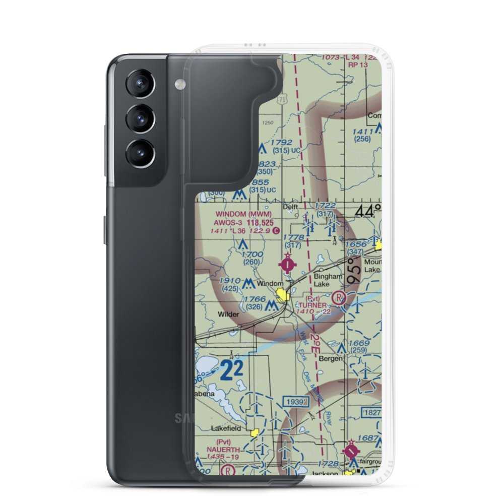 Windom Municipal Airport (MWM) VFR Sectional Samsung Case Samsung Galaxy S21 model shown