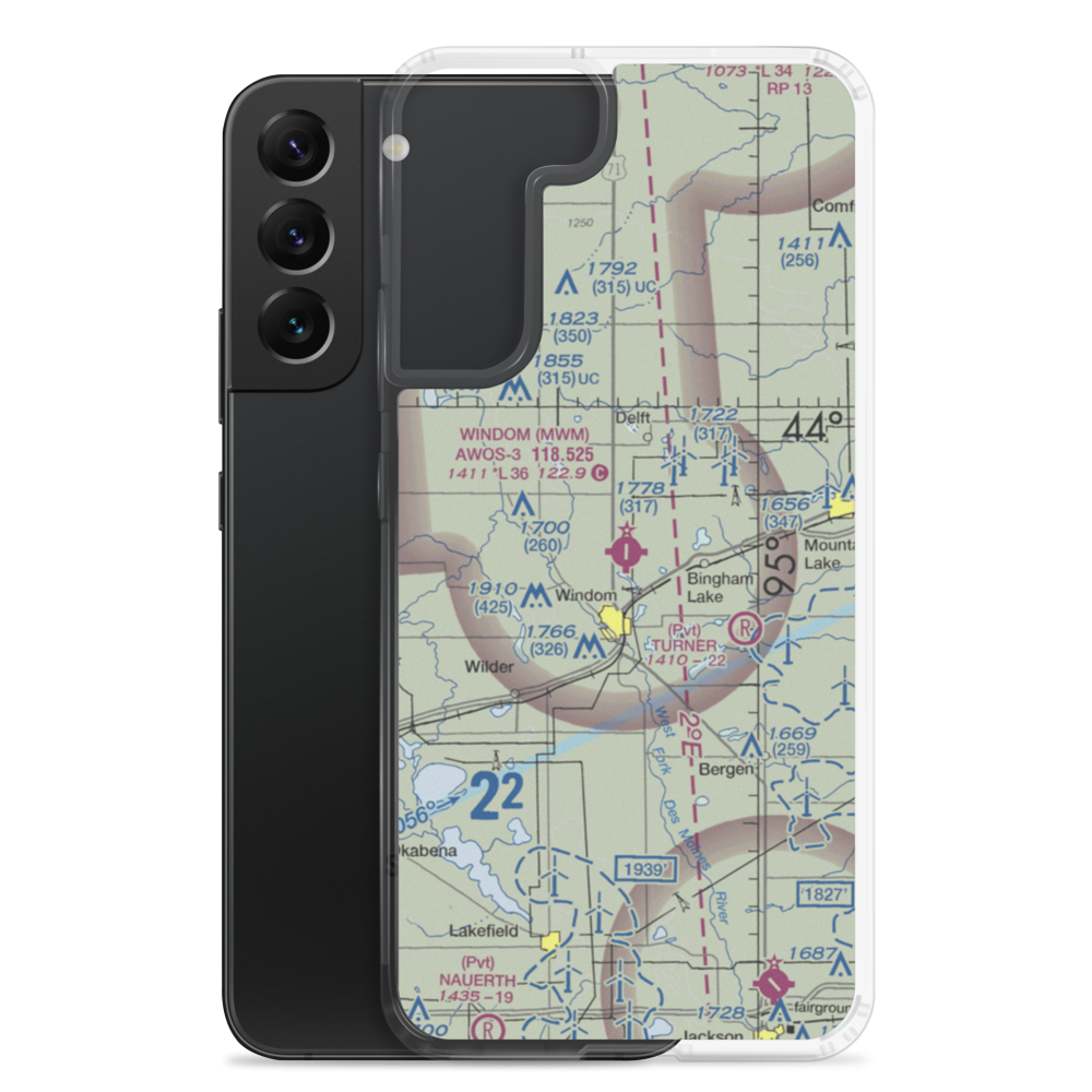 Windom Municipal Airport (MWM) VFR Sectional Samsung Case Samsung Galaxy S22 Plus model shown