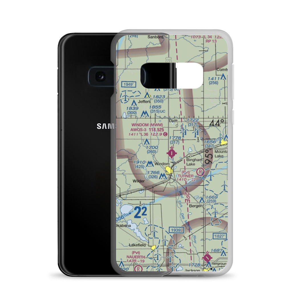 Windom Municipal Airport (MWM) VFR Sectional Samsung Case Samsung Galaxy S10e model shown